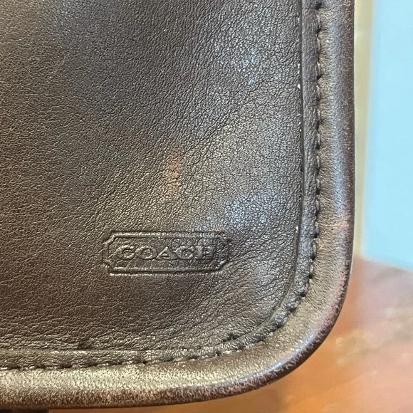 Vintage Coach Chunky Pouch Case Cosmetic Bag Brown Zip USA W/tag & Creed - Picture 5 of 16